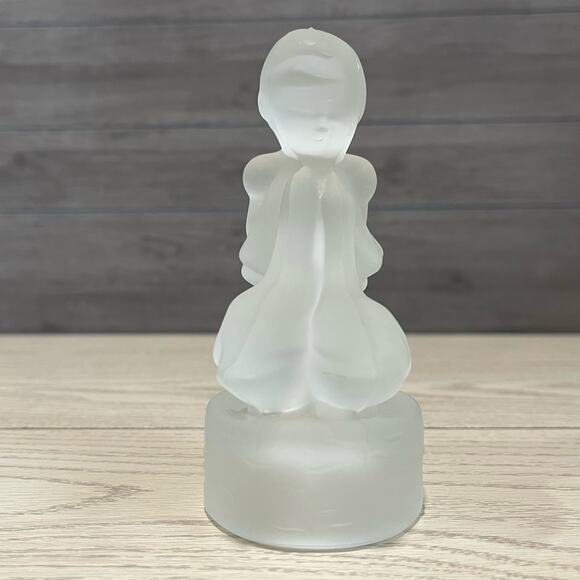 Vintage LE Smith Frosted Glass Girl with Goose Geese Figurine Paperweight - Picture 9 of 10